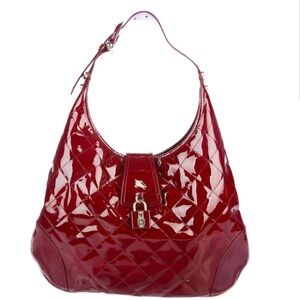 Women’s Burberry Red Patent Leather Brooke Hobo Bag